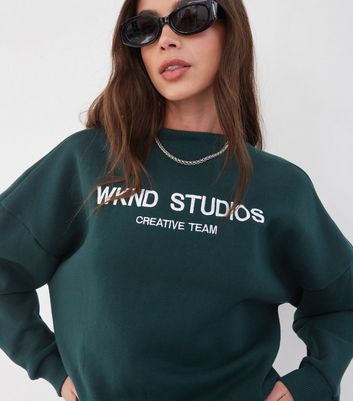 WKNDGIRL Green Studios Logo Oversized Sweatshirt New Look