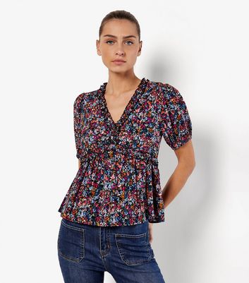 Apricot Multicoloured Ditsy Floral Peplum Top New Look