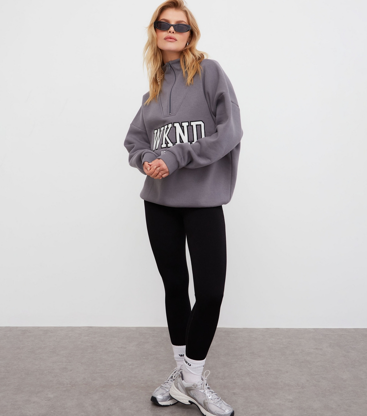Women's Dark Grey Half Zip Sweatshirt WKNDGIRL New Look