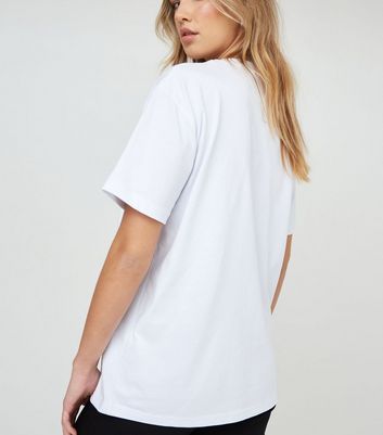 WKNDGIRL White Embroidered Logo Oversized T-Shirt New Look