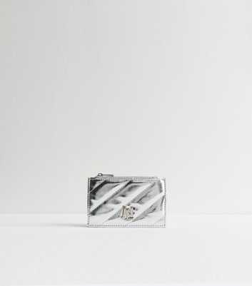 Silver Quilted Faux Leather Cardholder