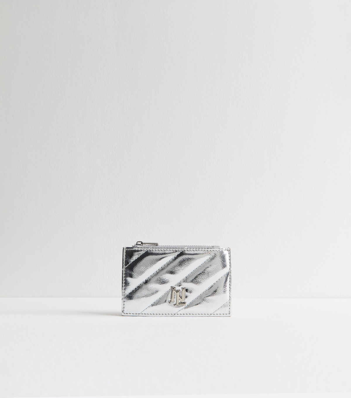 Silver Quilted Faux Leather Cardholder New Look