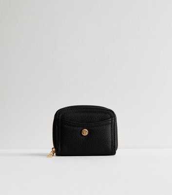 Black Leather-Look Textured Small Purse