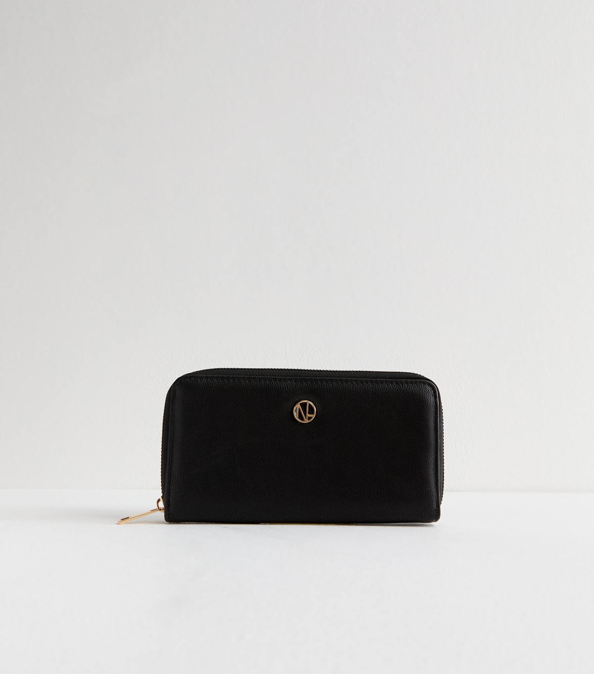 Black Leather-Look Large Zip Purse New Look