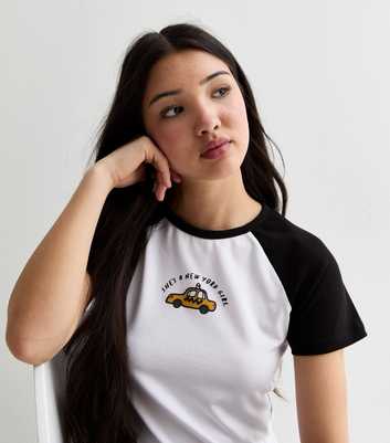 Girls Black New York Taxi Print T-Shirt