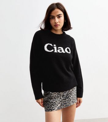 Black Ciao Knit Jumper New Look