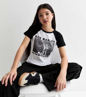 Girls Black Bob Marley Print T-Shirt