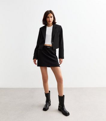 Black Cropped Blazer New Look