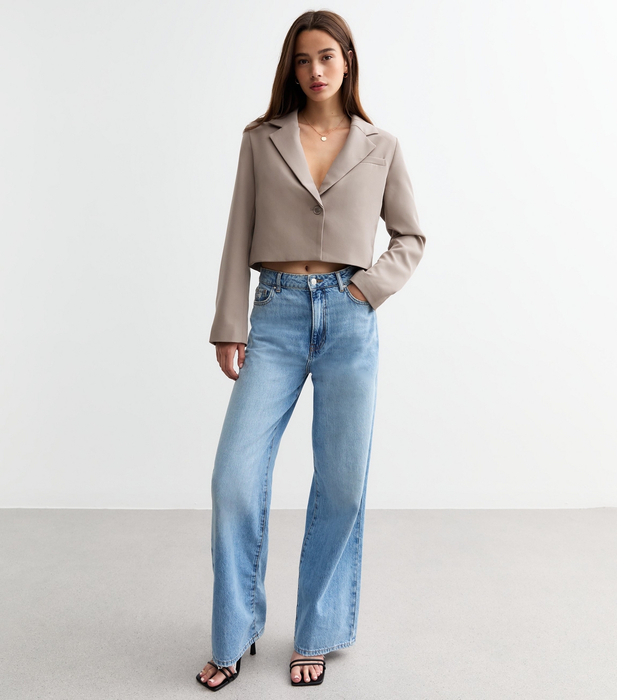 Women's Mink Cropped Blazer New Look