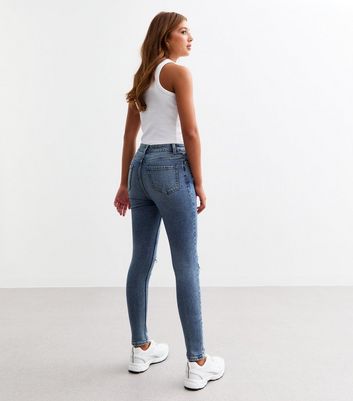 Super Skinny Ripped Skinny Jeans For 12 Year Olds Girls Blue