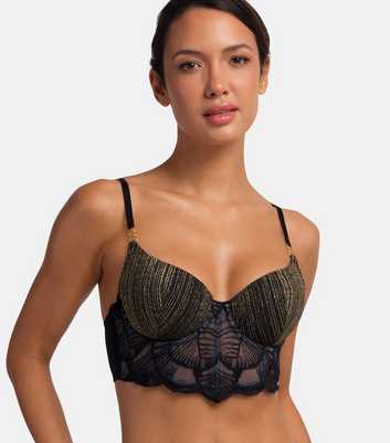 Dorina Black Metallic Thread Wired Bustier Bra