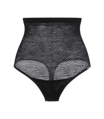 Dorina Black Pointelle Shaping High Waist Thong New Look