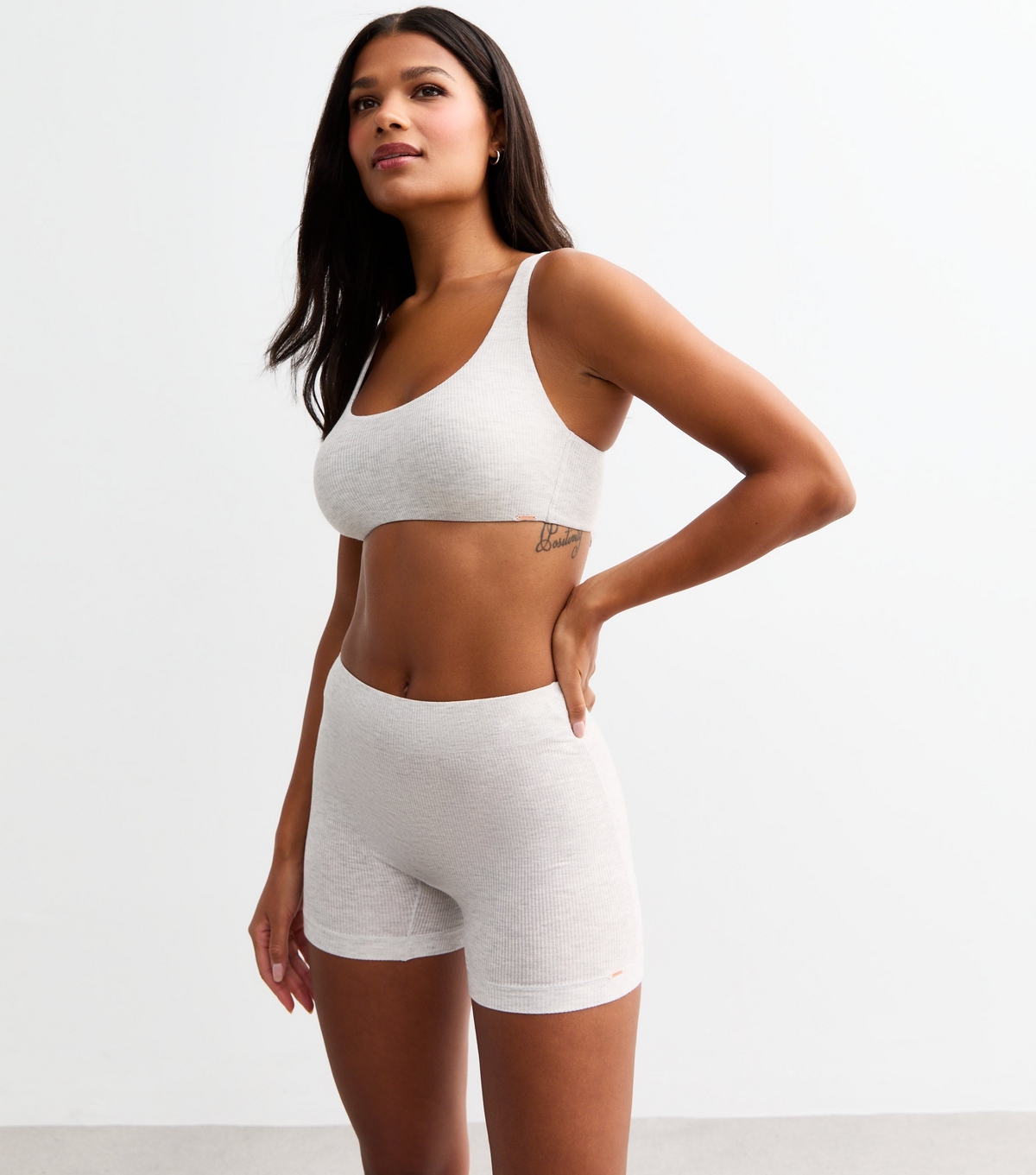 Women's Grey Ribbed Cycling Shorts Dorina New Look