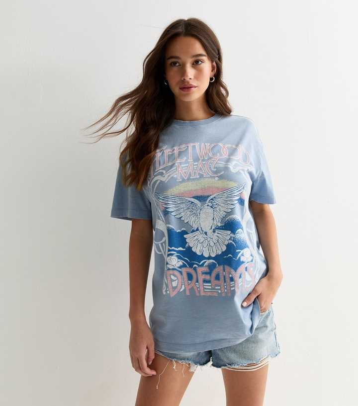 Blue Fleetwood Mac Oversized Cotton T-Shirt | New Look