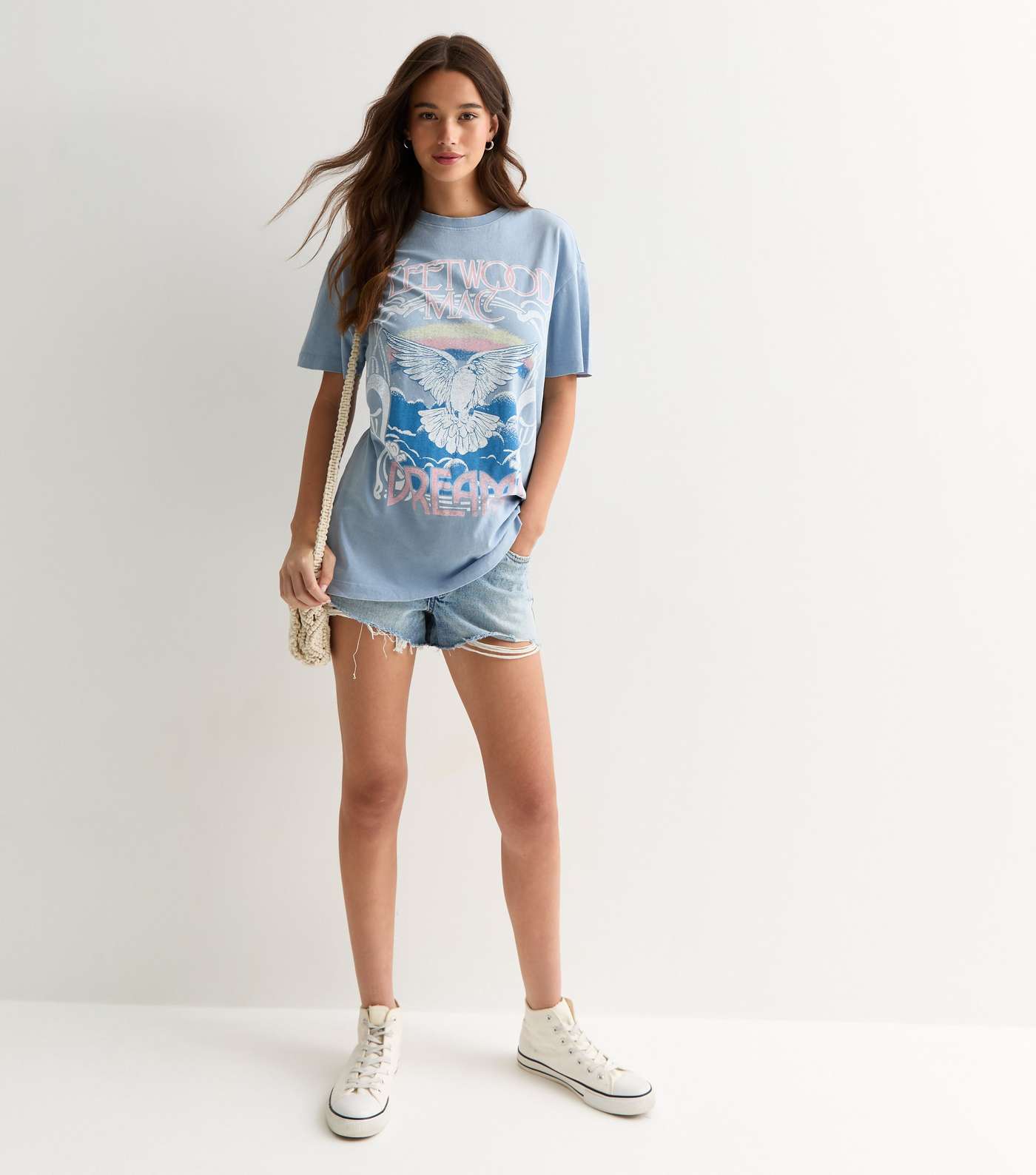 Blue Fleetwood Mac Oversized Cotton T-Shirt  Image 3