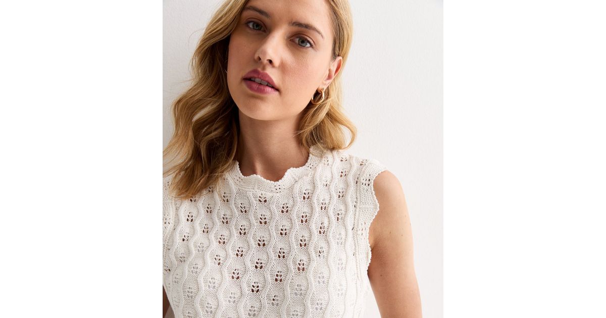 ONLY Off White Knit Sleeveless Top New Look