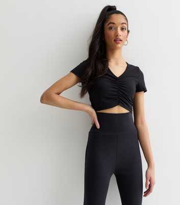 Girls Black Ruched Top