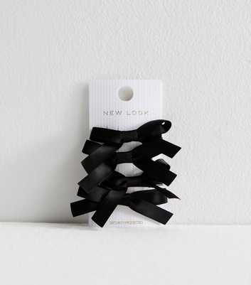 4 Pack Black Mini Satin Bow Hair Slides