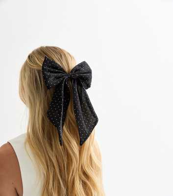 Black Diamante Bow Hair Slide