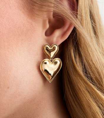 Gold Curved Heart Doorknocker Earrings