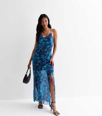 ONLY Navy Abstract Print Cowl Neck Maxi Dress
