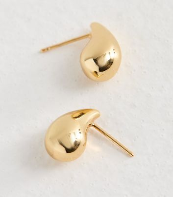 18ct Gold Plated Mini Teardrop Stud Earrings New Look