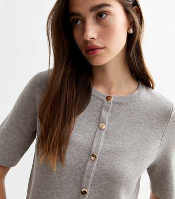 Grey Short Sleeve Cardigan 