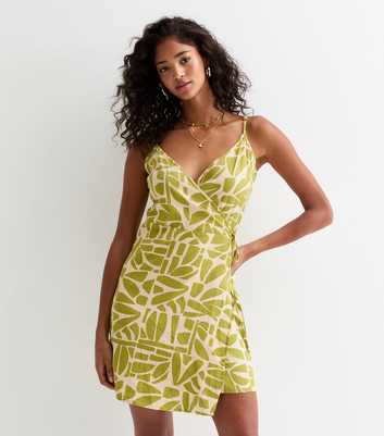 ONLY Green Bold-Pattern Linen Blend Mini Dress