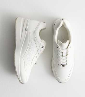 White Logo Sports Wedge Trainers