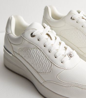 White Logo Sports Wedge Trainers