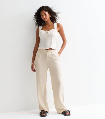 ONLY Off White Pleated Trousers New Look