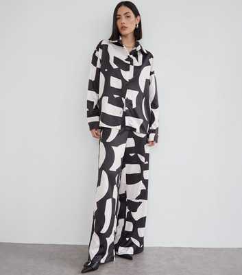 WKNDGIRL Black Abstract Print Long Sleeve Oversized Shirt