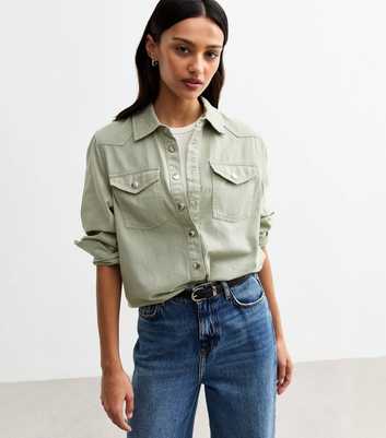 Khaki Oversized Twill Shirt