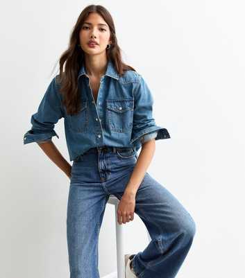 Mid Blue Denim Western Shirt