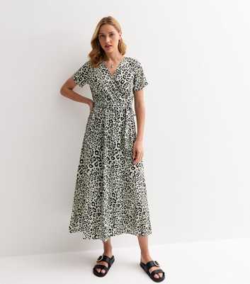 Gini London Stone Leopard Print Wrap Midi Dress