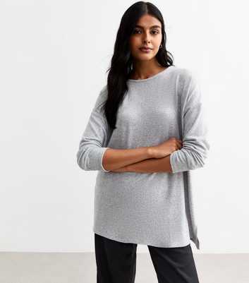 Grey Soft Touch Long Relaxed Top