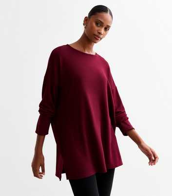 Burgundy Soft Touch Long Oversized Top