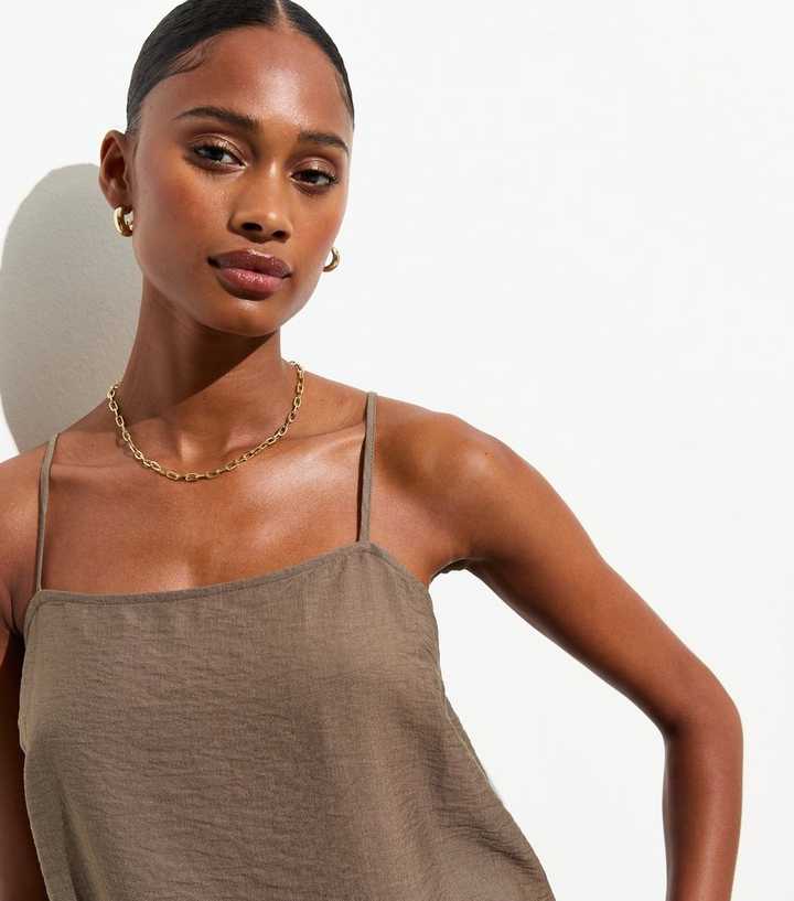 Mink Split Side Strappy Cami Top