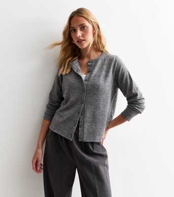 Grey Soft Touch Crew Neck Cardigan 