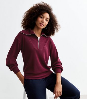 Burgundy half zip sweater best sale