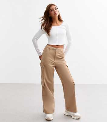 Girls Stone Cotton Cargo Trousers