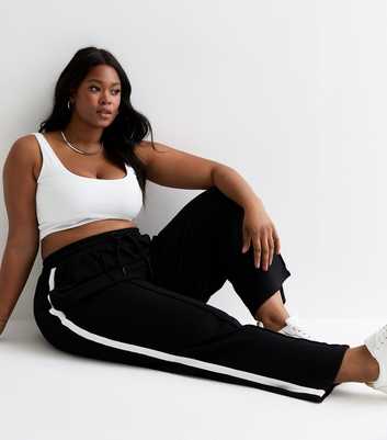 Curves Black Side Stripe Joggers