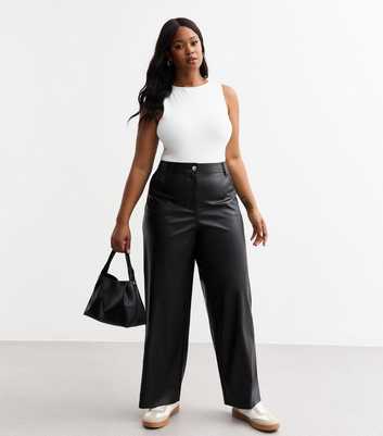 Curves Black Faux Leather Trousers