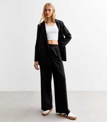 Black Elasticated Wide Leg Trousers