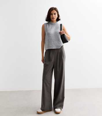 Grey Elasticated Wide Leg Trousers