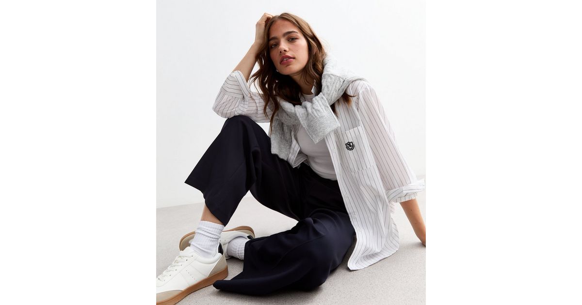 Bariloche Lirio Wide Leg Smart Crepe Trouser With Elasticated Back Navy