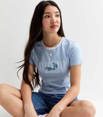 Girls Blue Byron Bay Embroidered T-Shirt
