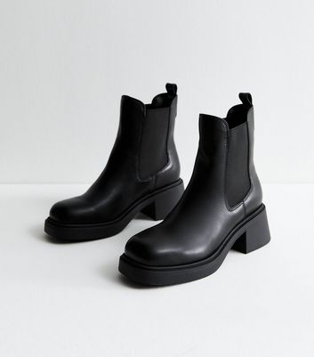 Black chunky heel ankle boots on sale