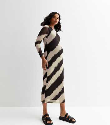 Maternity Black Striped Midi Dress