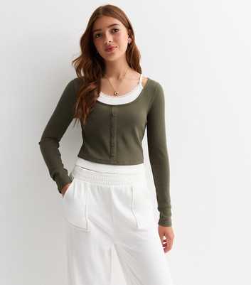 Girls Olive Green 2-in-1 Top